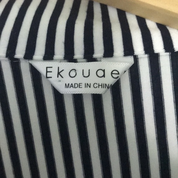 EKOUAER Black and White Stripe Pajama Short Set Size L - Picture 4 of 7